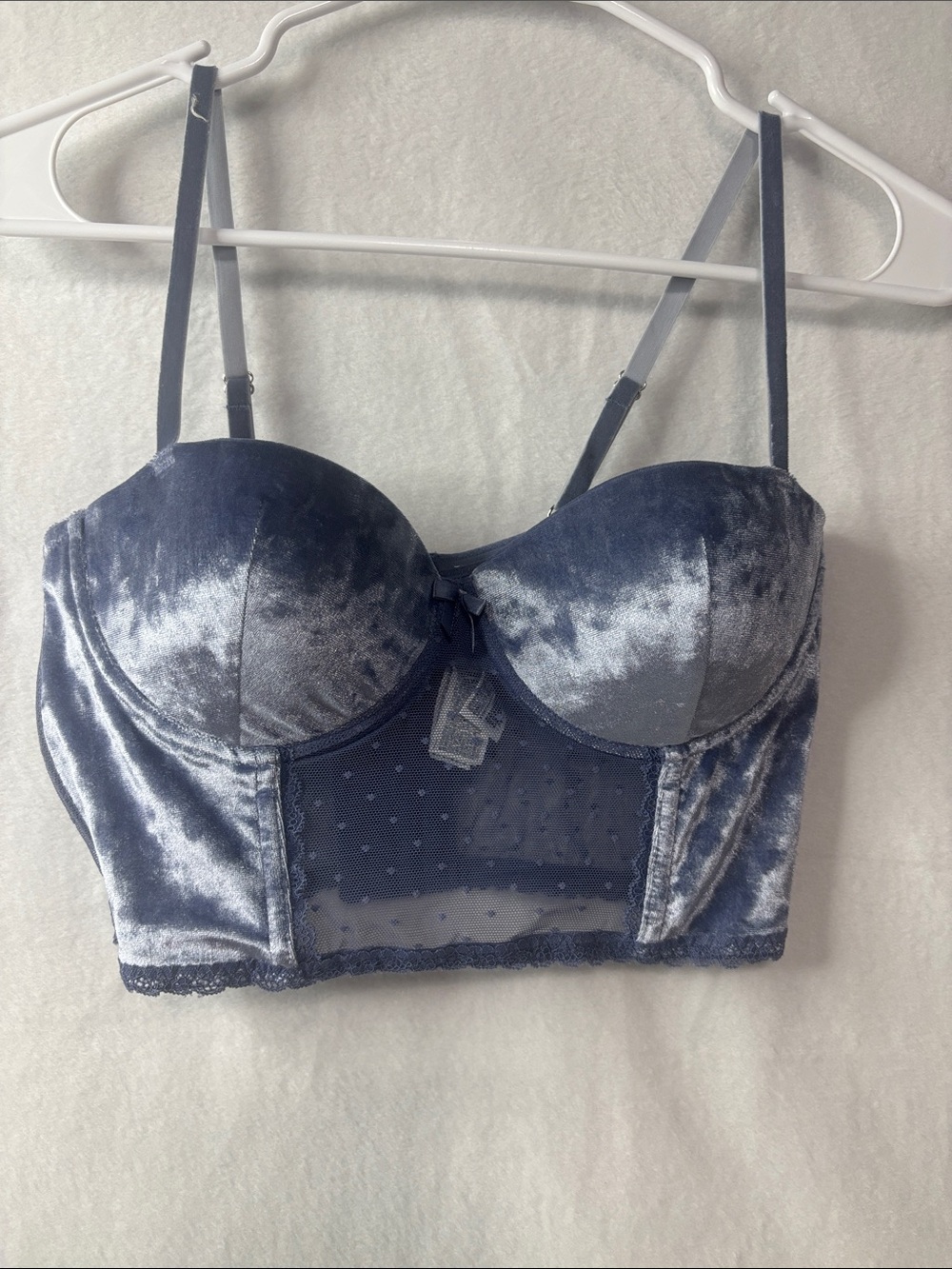 Forever 21 Velvet Longline Bustier Bra in Slate Blue